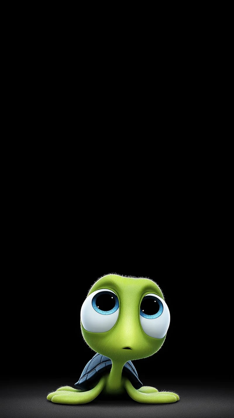 Big Eyes Cute Turtle Minimal Dark Background Wallpaper - Turtle mobile Wallpaper | Picmaze