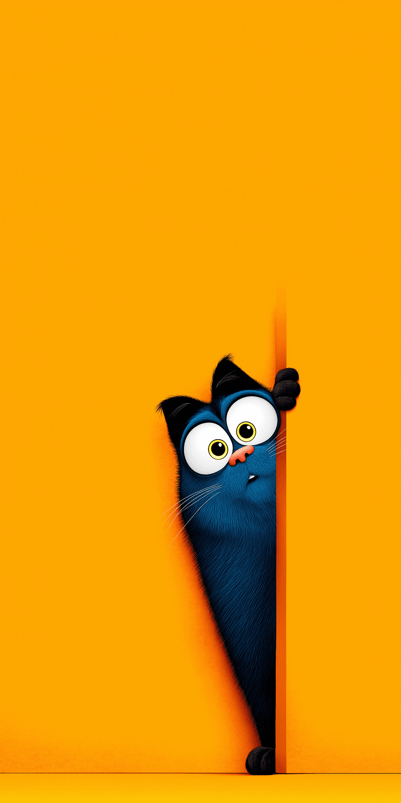 Cute Curious Blue Cat Peeking Wallpaper – Funny Cartoon Cat Orange Android Background - Cat Wallpapers mobile Wallpaper | Picmaze
