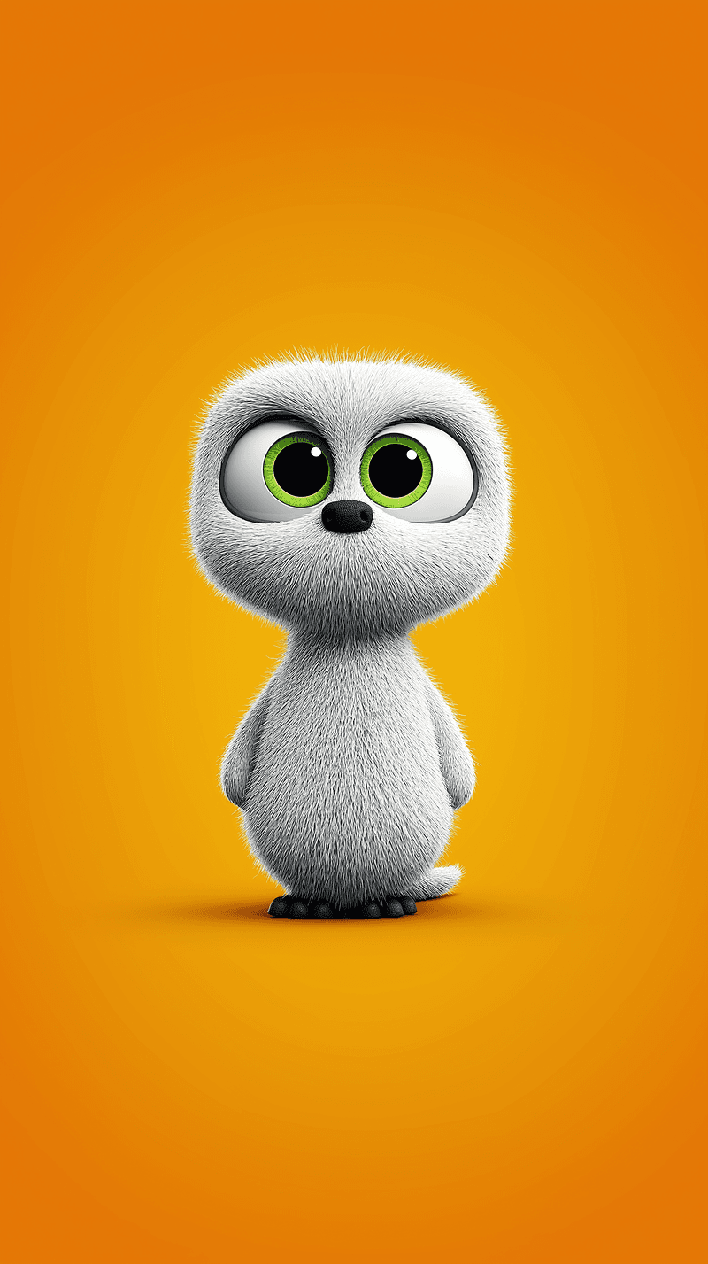 Cute Fluffy Cartoon Creature Wallpaper with Orange Background - ghost mobile Wallpaper | Picmaze