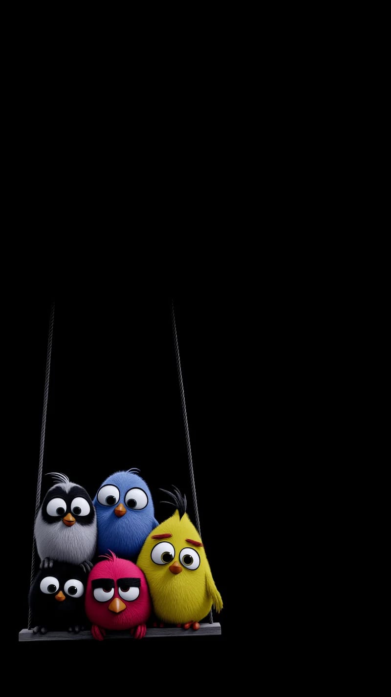 Minimal Cute Birds Swing Wallpaper with Dark Background - Bird Wallpapers mobile Wallpaper | Picmaze