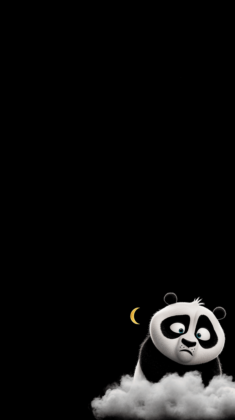 Sad Panda on Cloud Android Wallpaper – Cute Cartoon Panda with Crescent Moon Dark Background - Panda Wallpapers mobile Wallpaper | Picmaze