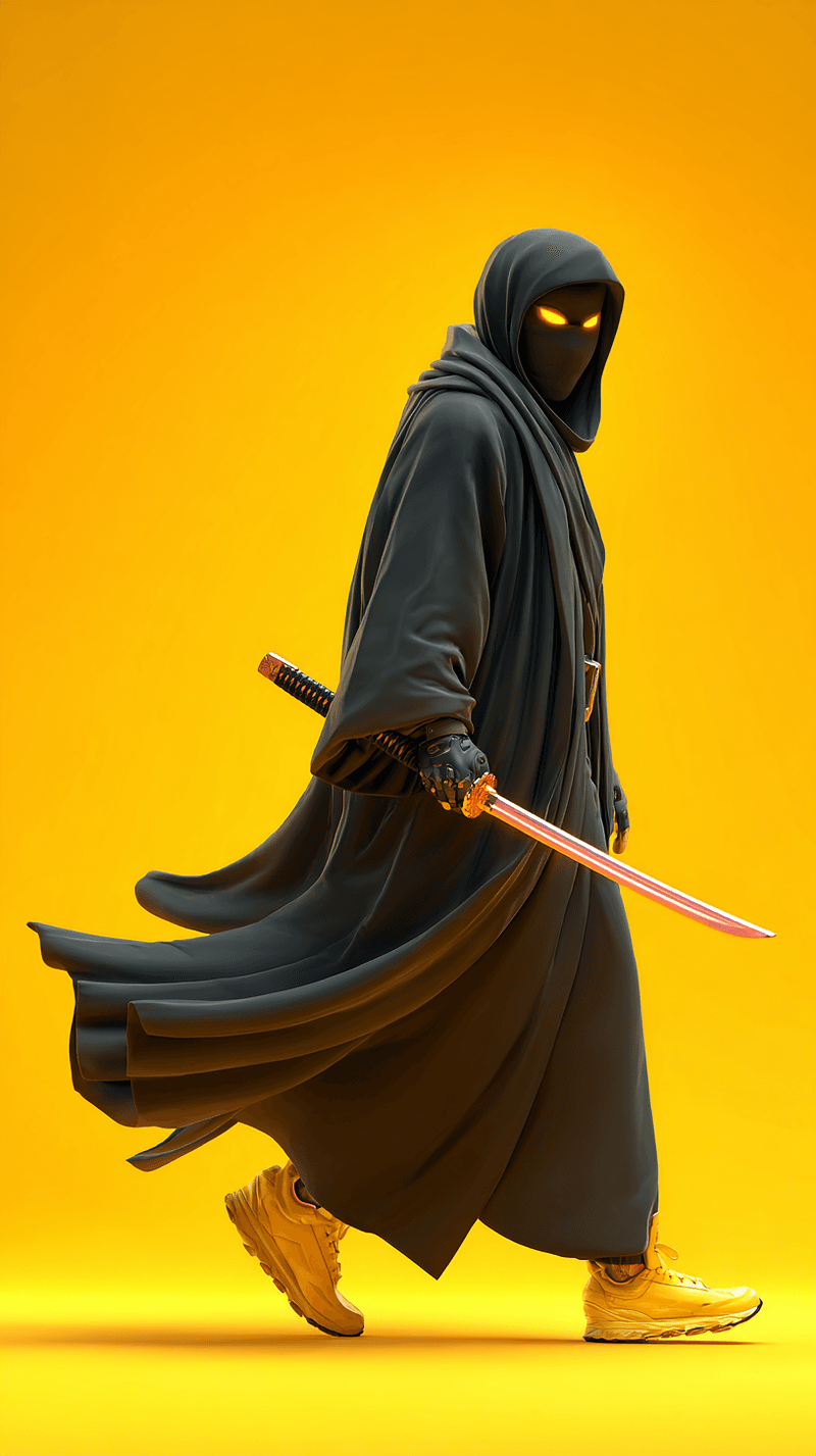 Dark Hooded Samurai Android Wallpaper – Stealth Katana Warrior Yellow Background - Ninja Wallpapers  mobile Wallpaper | Picmaze