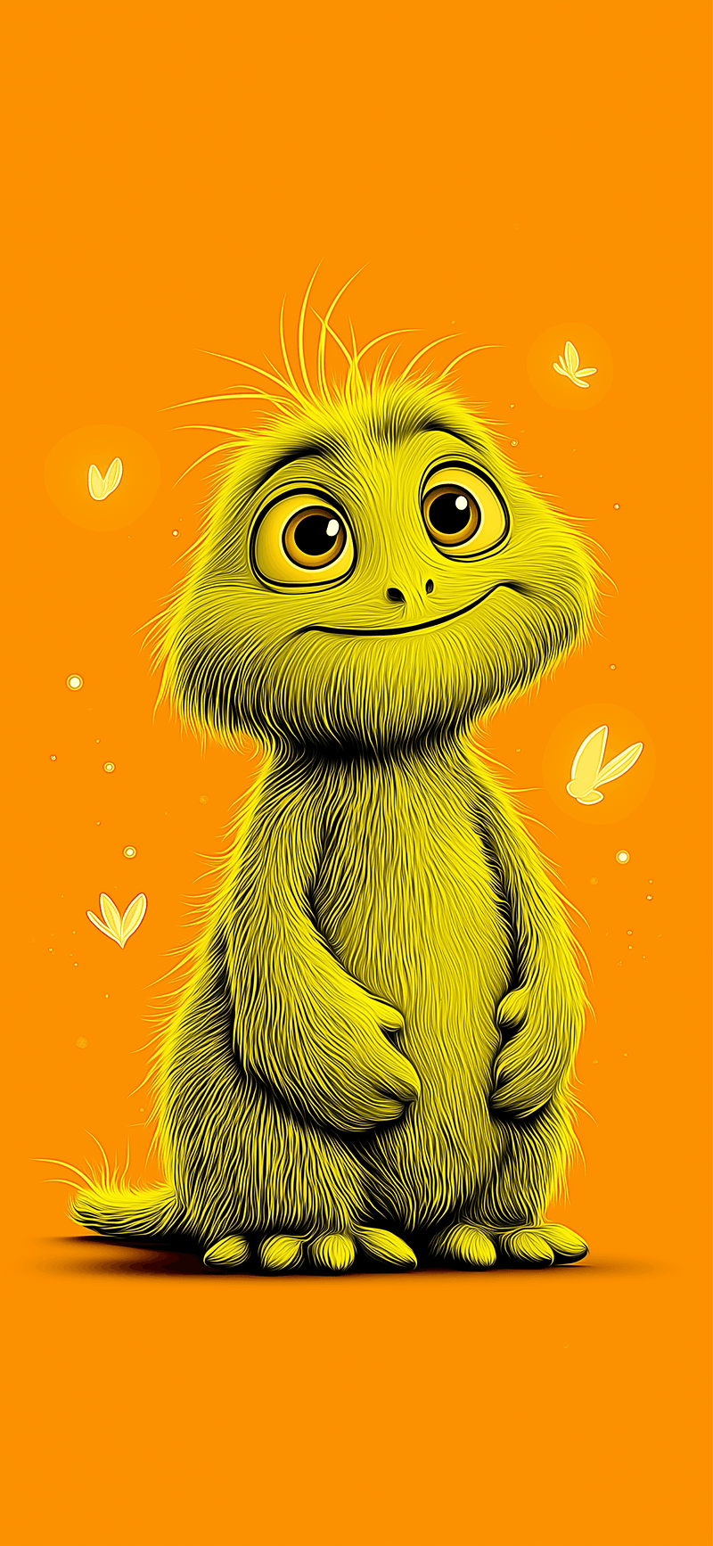 Cute Yellow Fluffy Monster Wallpaper – Adorable Cartoon 4K - ios wallpapers mobile Wallpaper | Picmaze