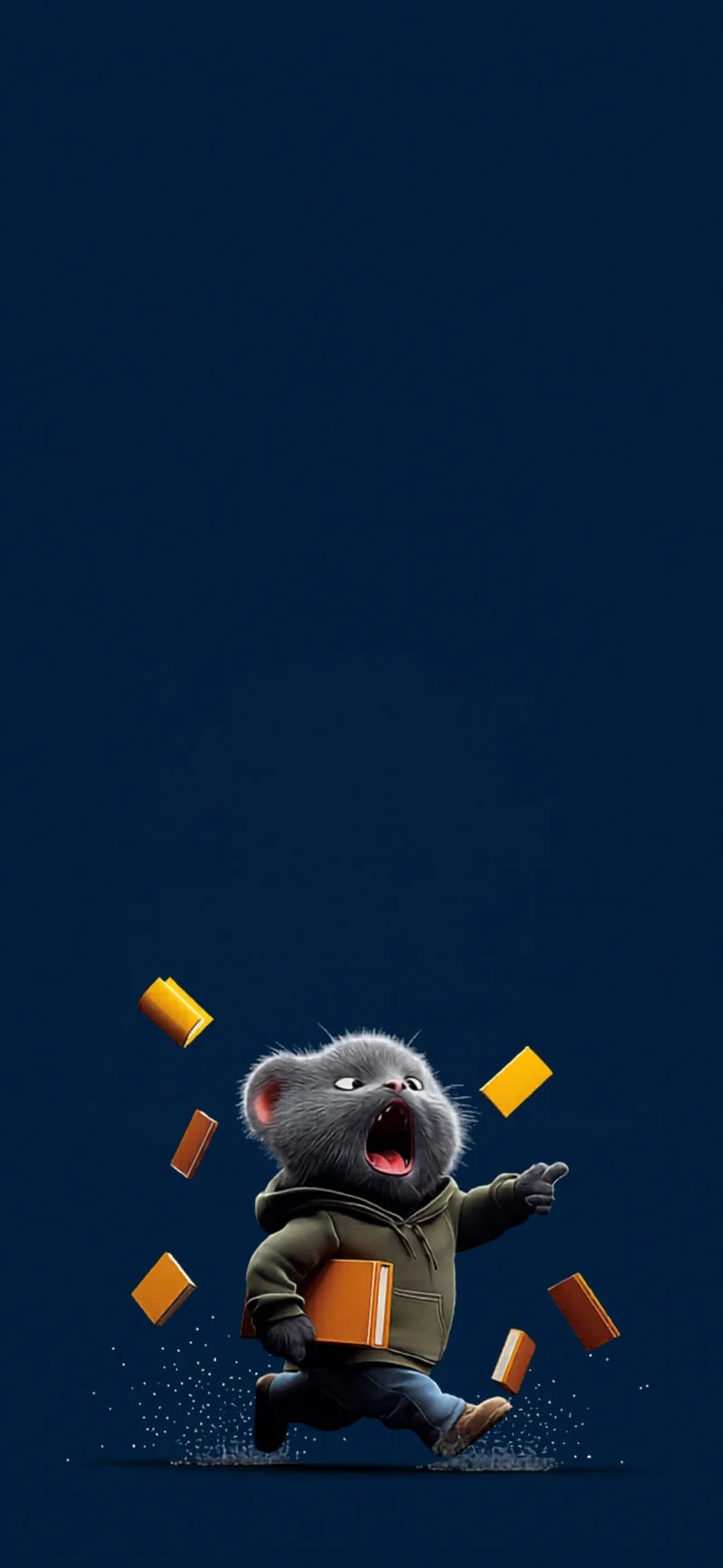Cute Running Cat with Books 3D Cartoon iPhone Wallpaper Wallpaper | Picmaze