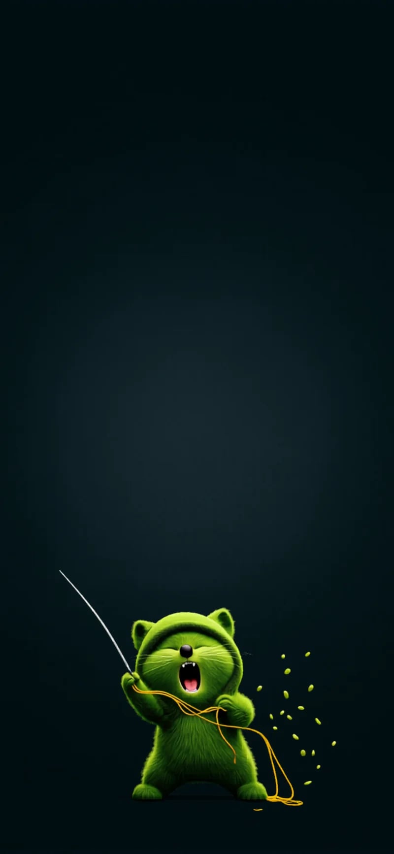 Cute Green Cat 3D Cartoon Dark Aesthetic iPhone Wallpaper Wallpaper | Picmaze