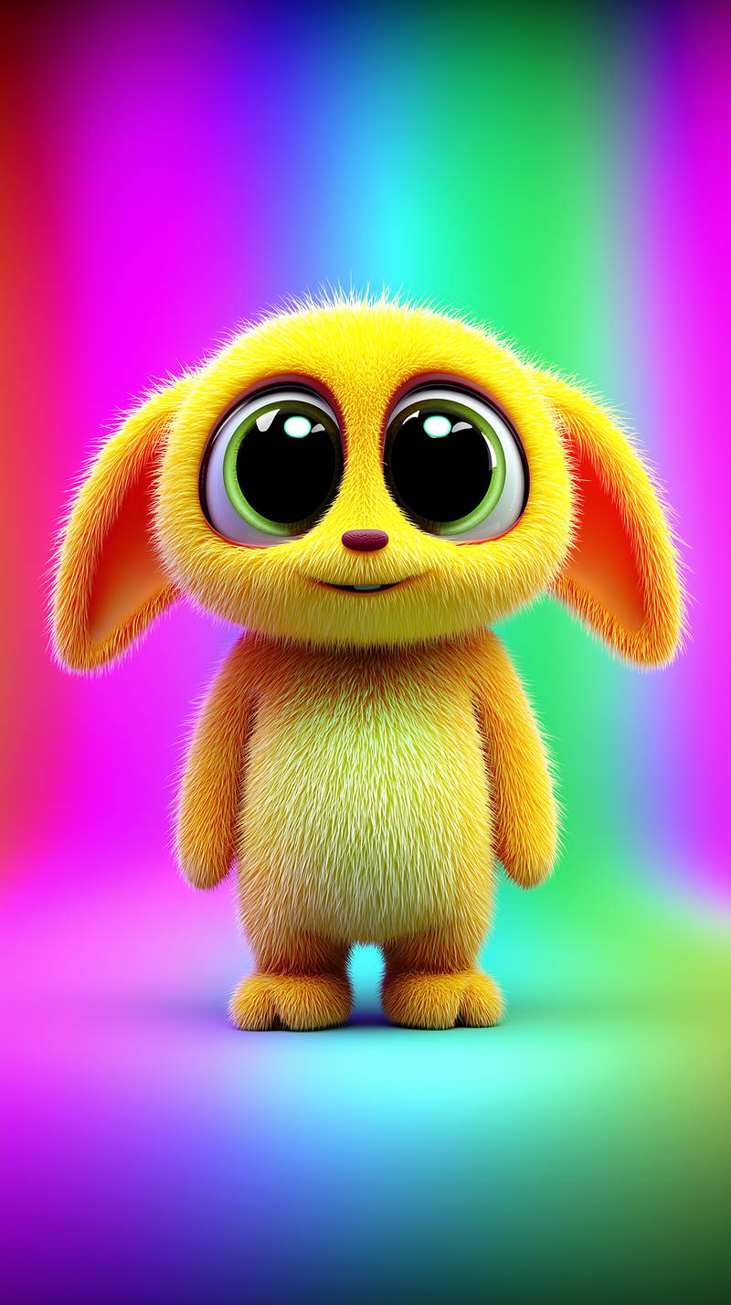 Cute Yellow Cartoon Bunny Wallpaper with Colorful Gradient - 3D Wallpaper mobile Wallpaper | Picmaze