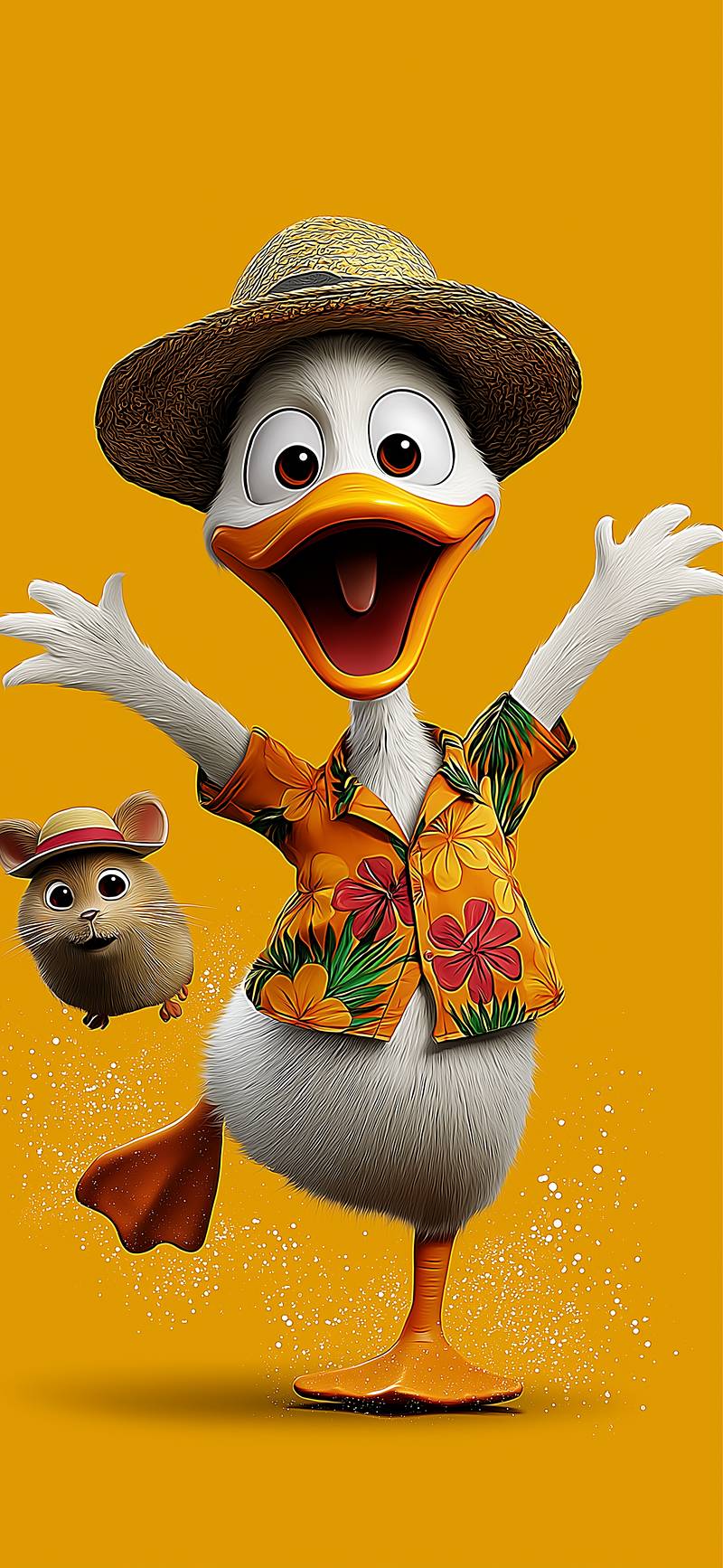 Cute Cartoon Duck Dancing Summer 3D Wallpaper - ios wallpapers mobile Wallpaper | Picmaze