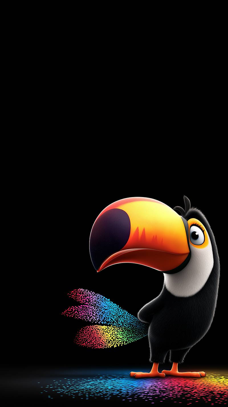 Cute Rainbow Toucan Dark Aesthetic 4K Wallpaper - NATURE mobile Wallpaper | Picmaze