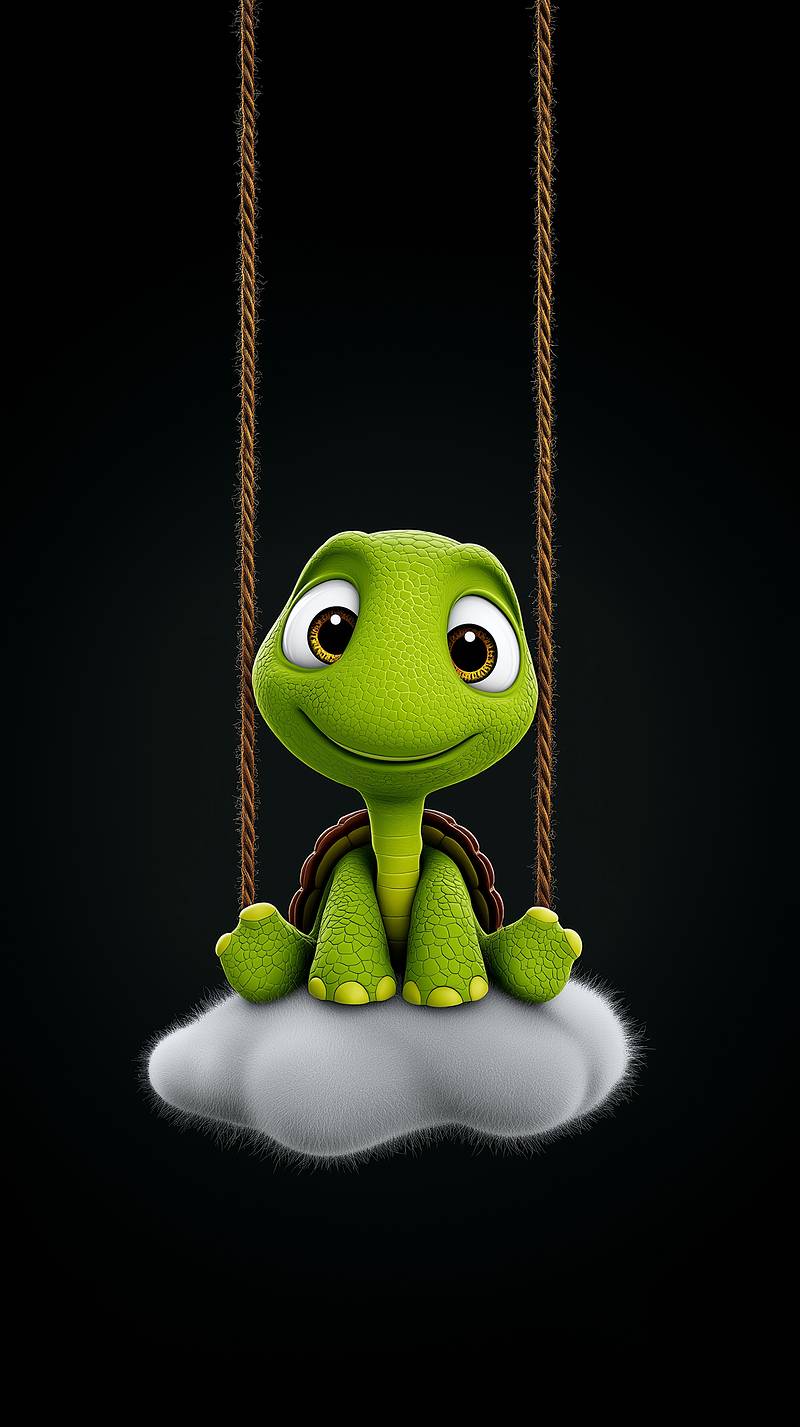Cute Turtle on Cloud Swing Wallpaper 4K - NATURE mobile Wallpaper | Picmaze