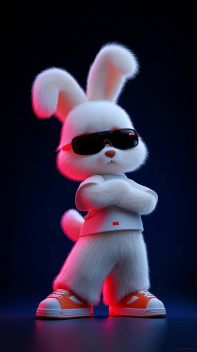 Cool Cute White Bunny 3D AMOLED Wallpaper – Stylish Dark Aesthetic Android Background - Bunny Wallpapers mobile Wallpaper | Picmaze