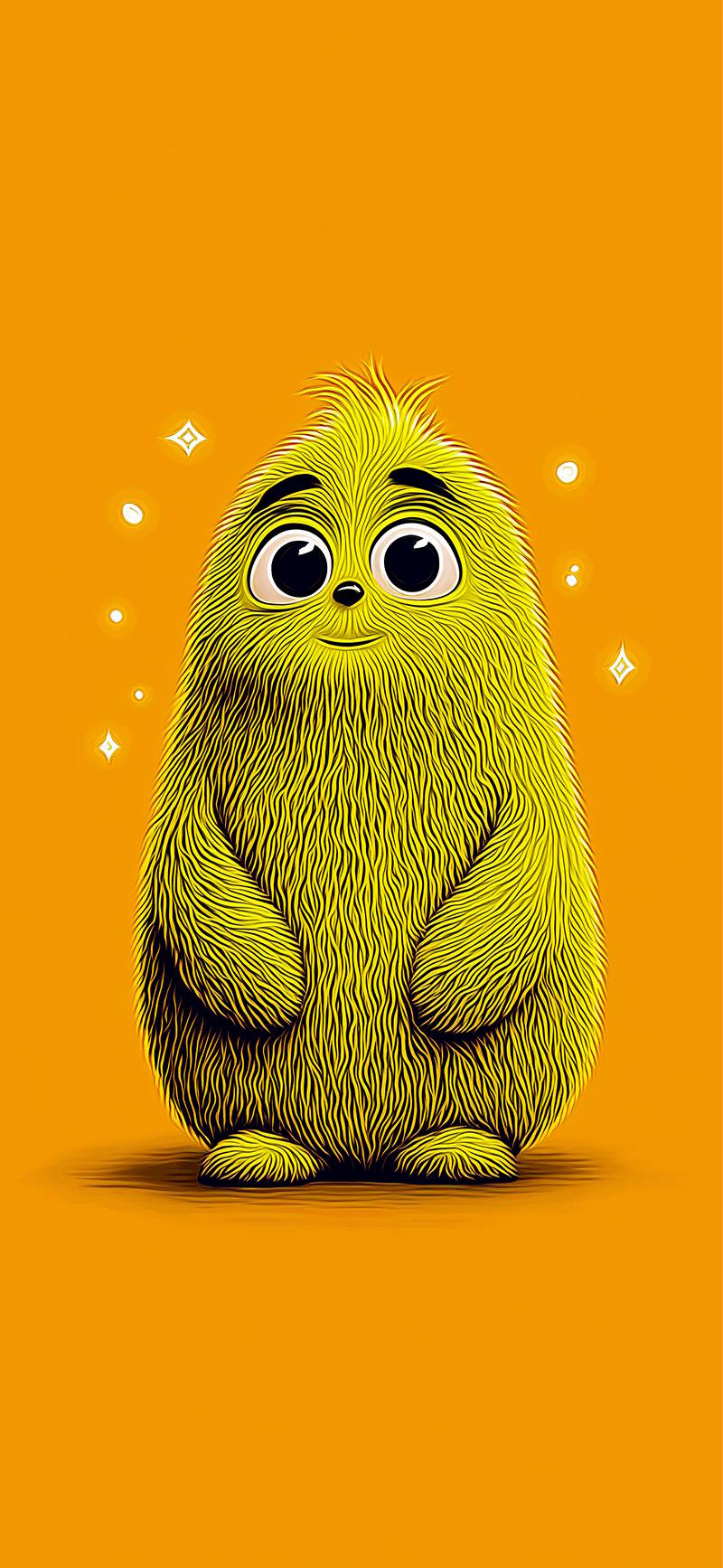 Cute Yellow Fluffy Monster Wallpaper – Adorable Cartoon HD Background - ios wallpapers mobile Wallpaper | Picmaze