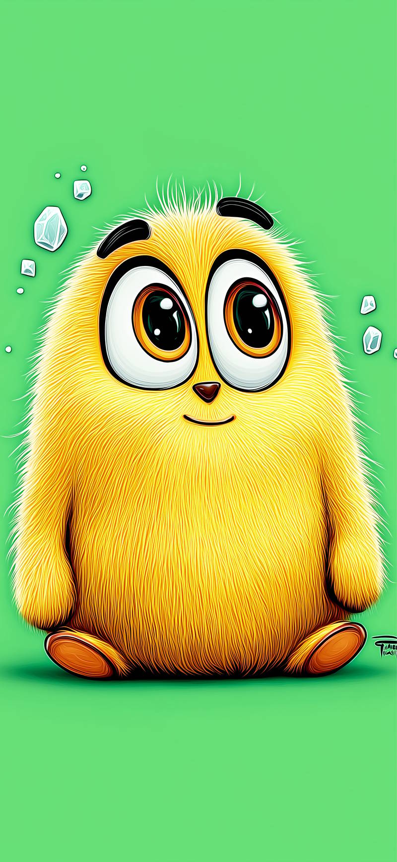 Cute Yellow Fluffy Monster Wallpaper – Adorable HD Cartoon - ios wallpapers mobile Wallpaper | Picmaze