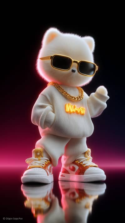 Stylish Cute White Dog with Sunglasses 3D Wallpaper – Premium Android Dark Background - Mobile mobile Wallpaper | Picmaze