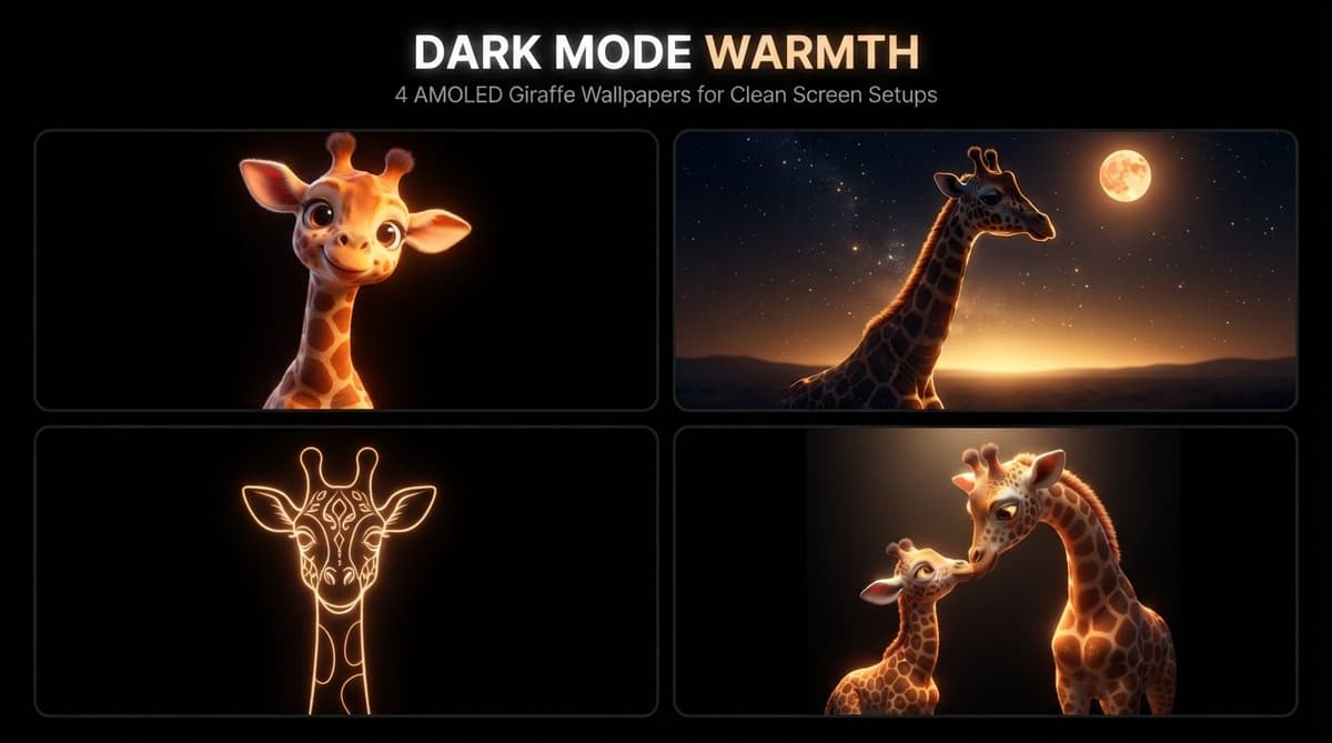 Dark Mode Warmth: 4 AMOLED Giraffe Wallpapers for Clean Screen Setups blog cover