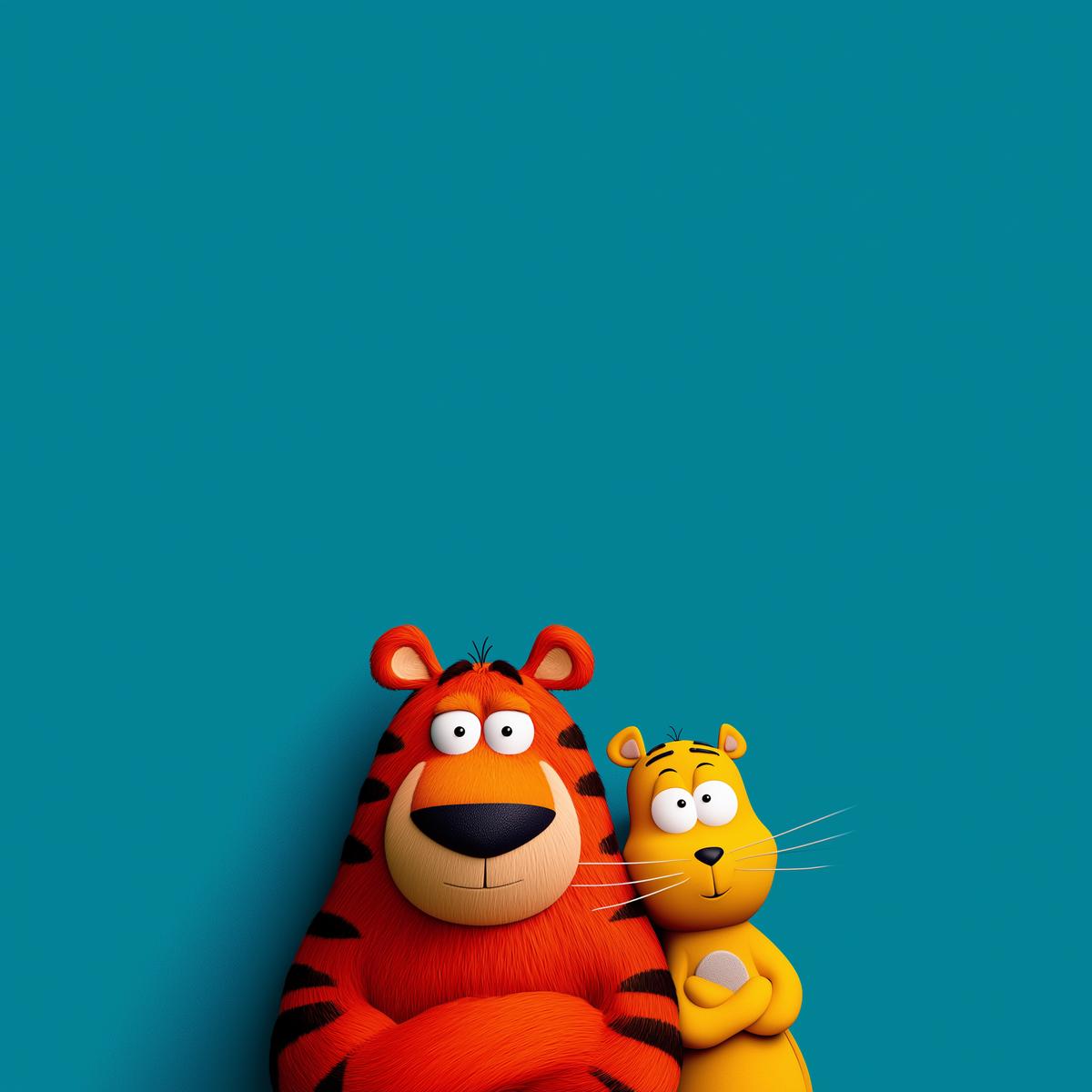 Cute Cartoon Tiger and Lion Wallpaper – Funny Animal Friends Cyan Background wallpaper - profile-pictures | Picmaze
