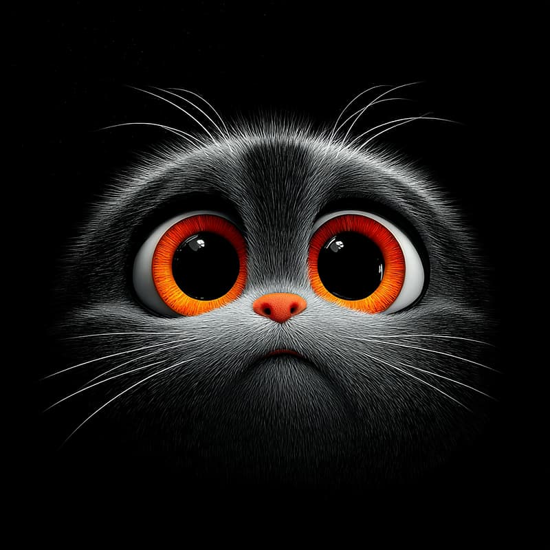 Cute Big Orange-Eyed Black Cat 4K Profile Picture profile picture