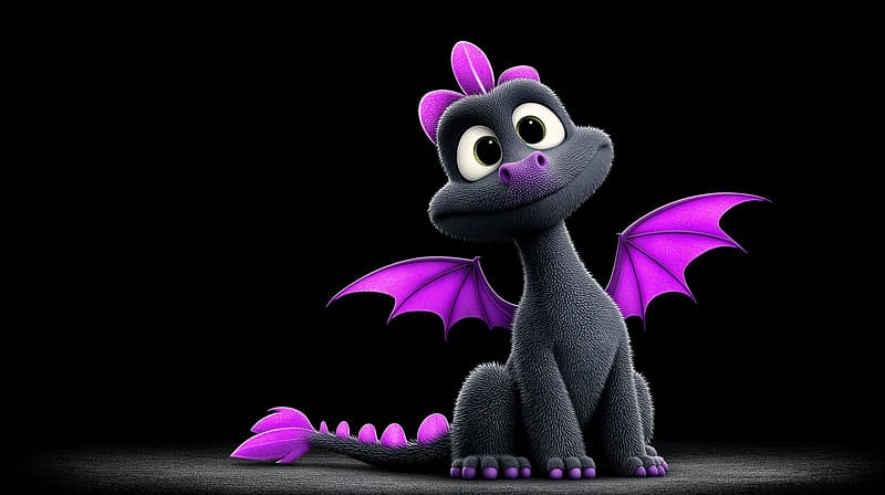 Cute Black Baby Dragon Purple Wings 4K Wallpaper - Desktop Wallpapers  desktop Wallpaper | Picmaze