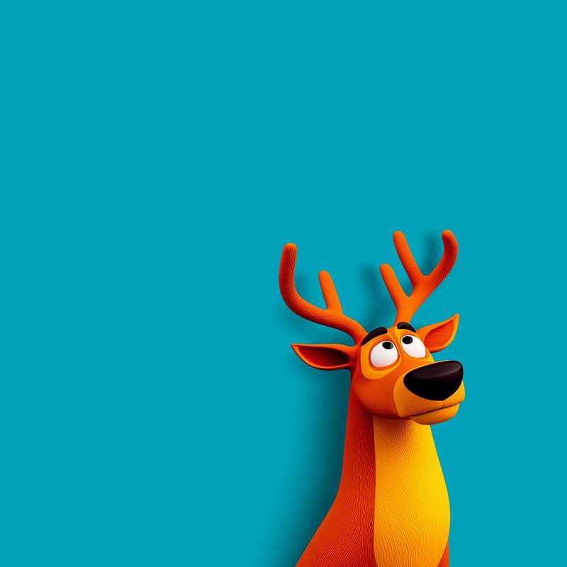 Cute Cartoon Deer Wallpaper – Funny Big‑Eyes Orange Deer Cyan Background profile picture