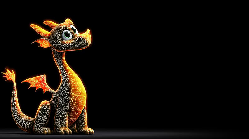 Cute Golden Baby Dragon Desktop Wallpaper – Glowing Fantasy Cartoon Background in 4K - Desktop Wallpapers  desktop Wallpaper | Picmaze