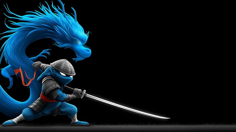 Blue Dragon Ninja Warrior 4K Dark Fantasy Wallpaper - Fantasy Wallpaper desktop Wallpaper | Picmaze