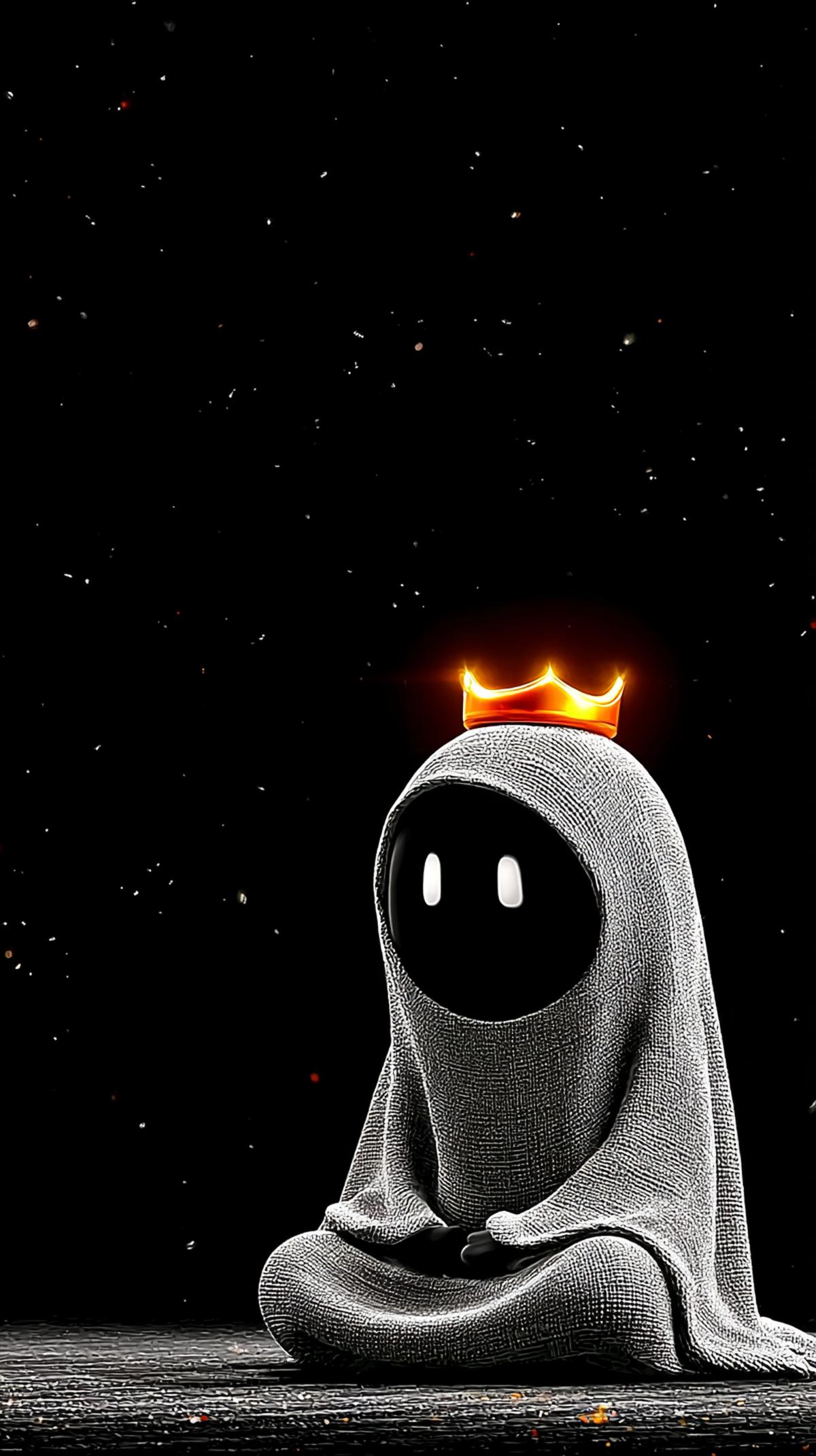 King Ghost Meditation Android Wallpaper – Minimal Crown Ghost Dark ...