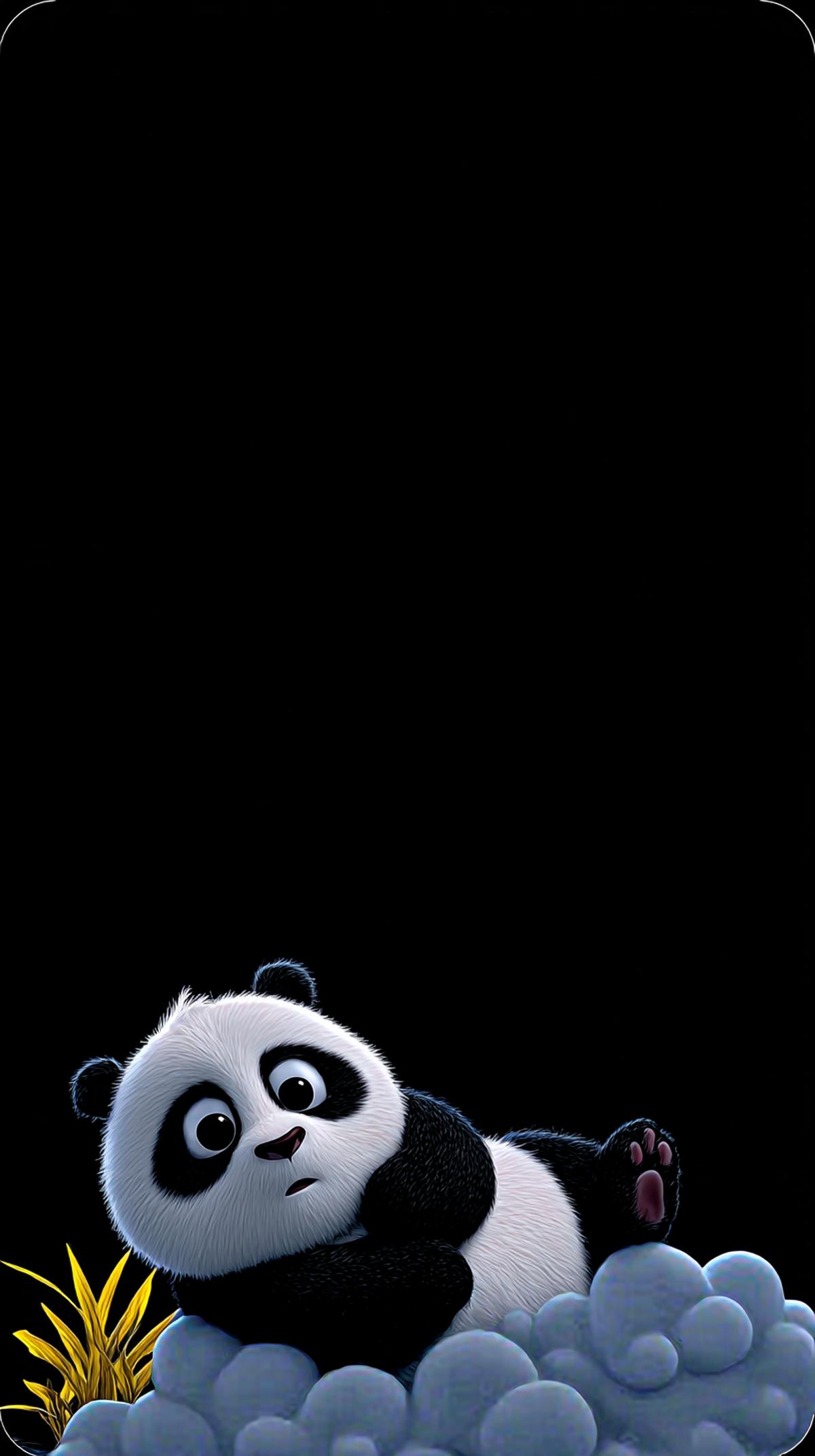 Cute Sleeping Panda on Cloud Android Wallpaper – Dreamy Cartoon Panda Dark Background wallpaper - Panda Wallpapers | Picmaze