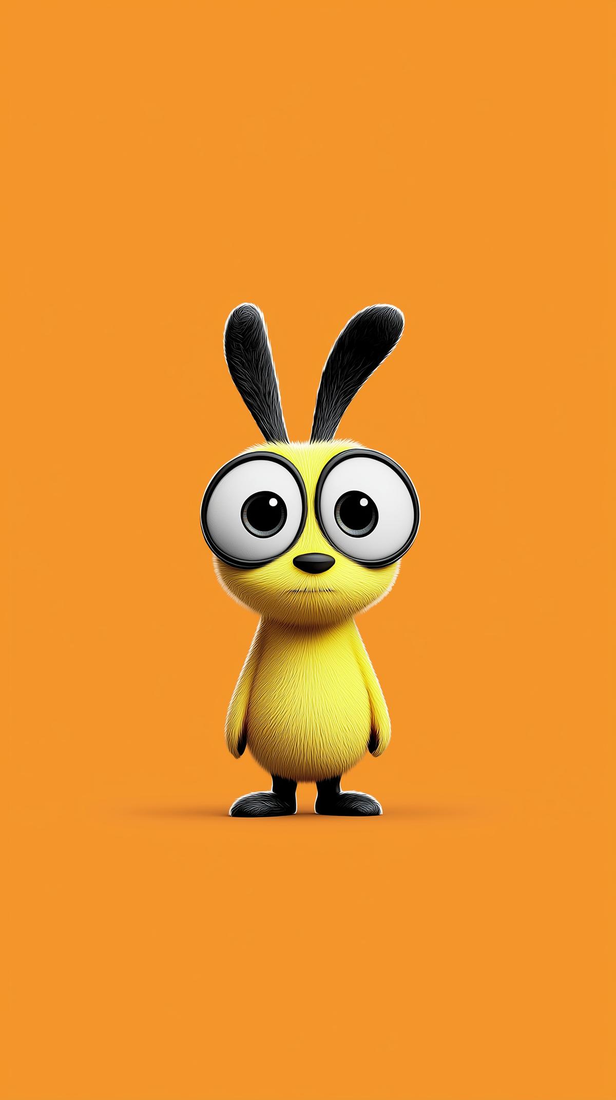 Cute Yellow Cartoon Bunny Wallpaper with Orange Background wallpaper - Bunny Wallpapers | Picmaze