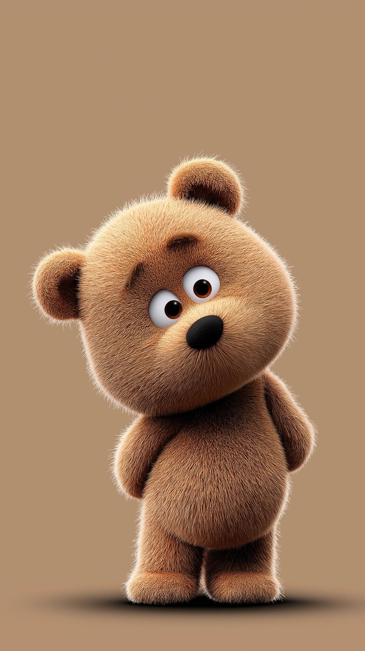 Cute Teddy Bear Tilted Head Mobile Wallpaper 4K wallpaper - Fantasy Wallpaper | Picmaze
