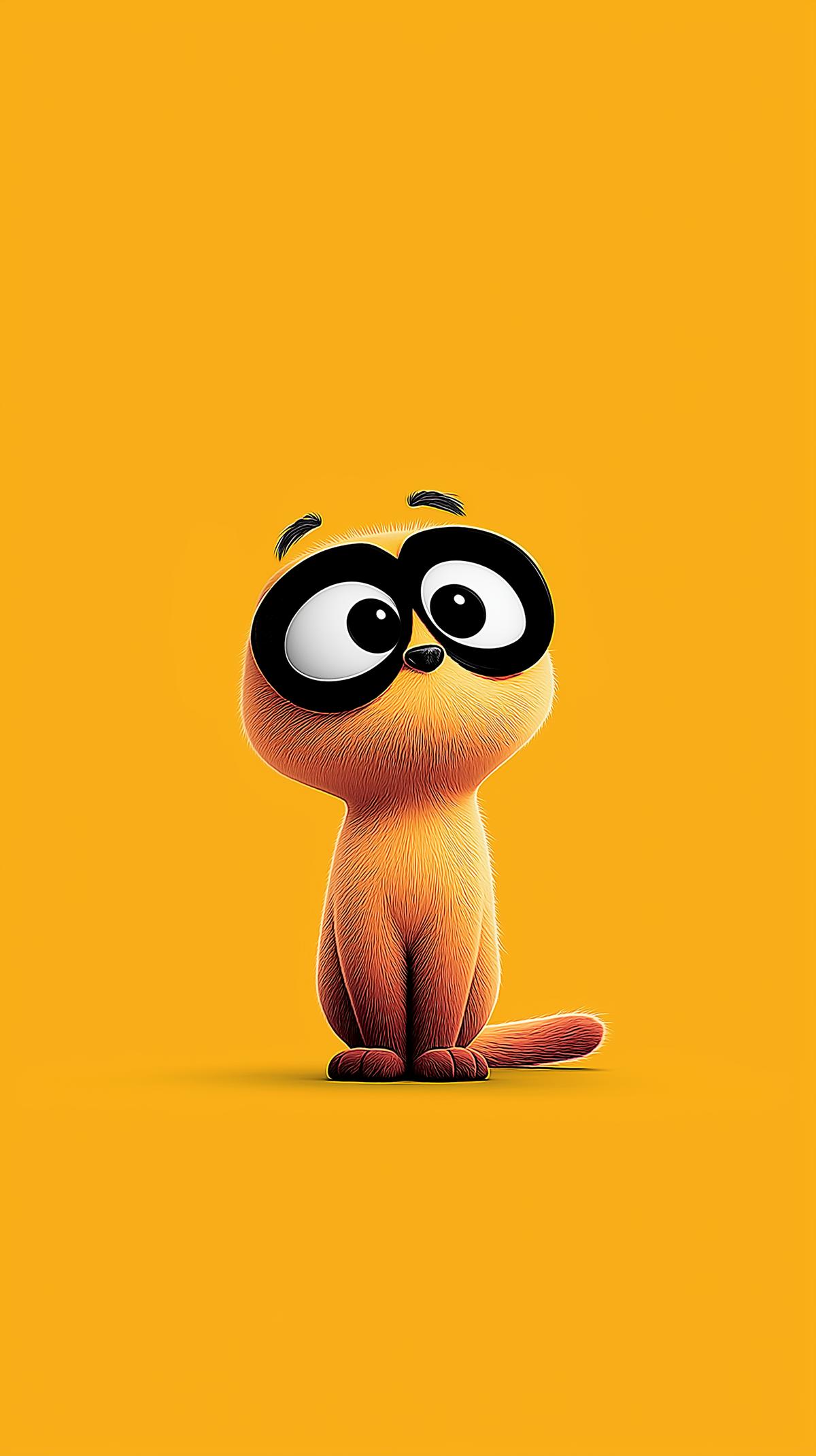 Cute Cartoon Cat Wallpaper with Big Eyes Orange Background wallpaper - Cat Wallpapers | Picmaze