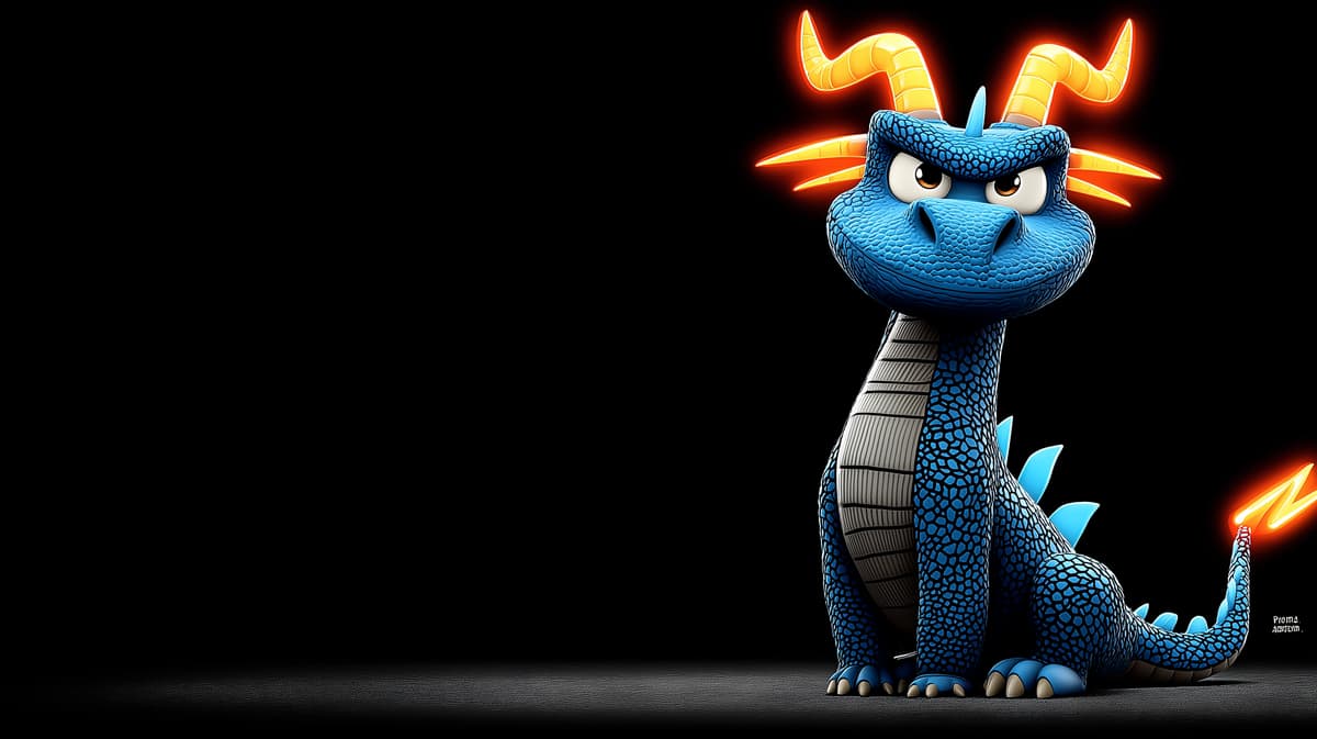 Cool Blue Dragon Desktop Wallpaper – Neon Horns 3D Cartoon Dragon Background in 4K wallpaper - Desktop Wallpapers  | Picmaze