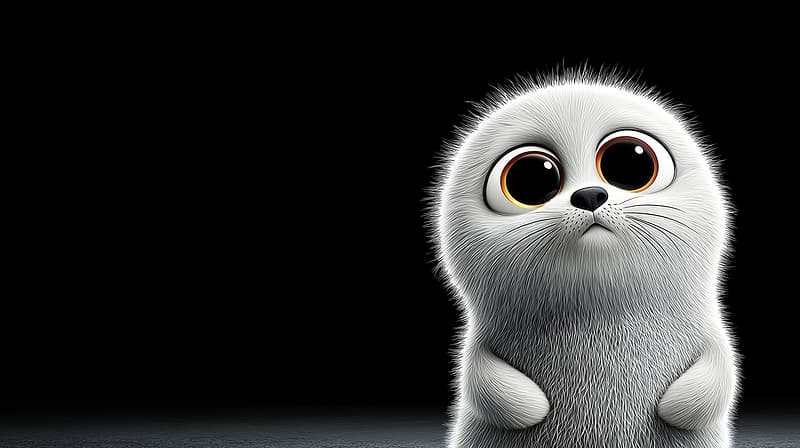 Cute White Seal Cartoon 4K Dark Aesthetic Wallpaper - Desktop Wallpapers  desktop Wallpaper | Picmaze