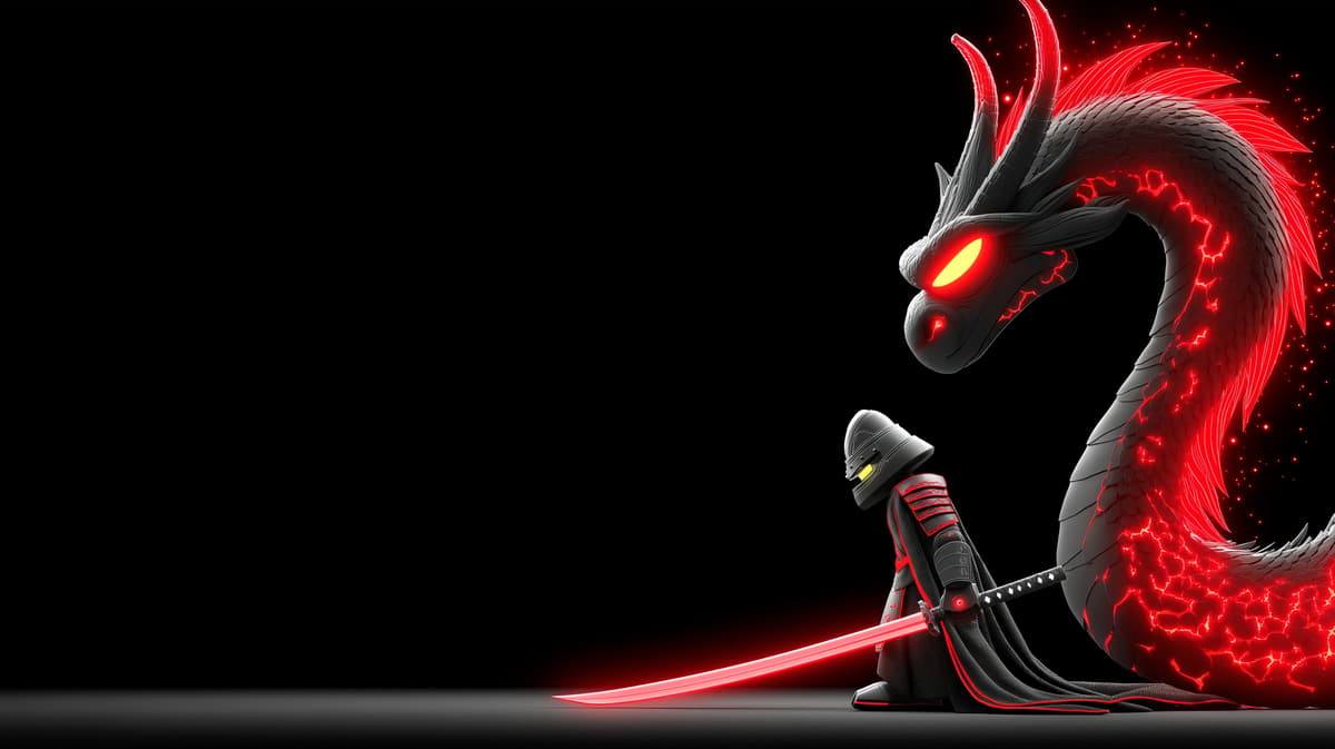 Dark Dragon and Samurai Warrior Red Neon 4K Wallpaper wallpaper - Fantasy Wallpaper | Picmaze