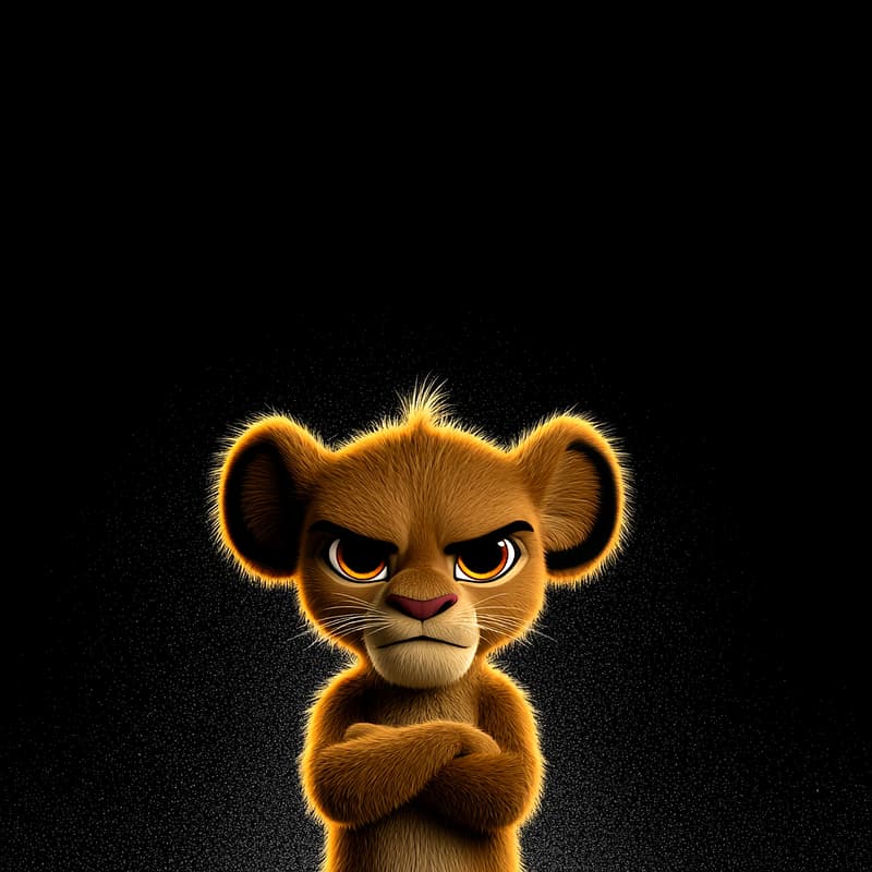 Angry Lion Cub 4K Cute Cartoon Profile Picture profile picture