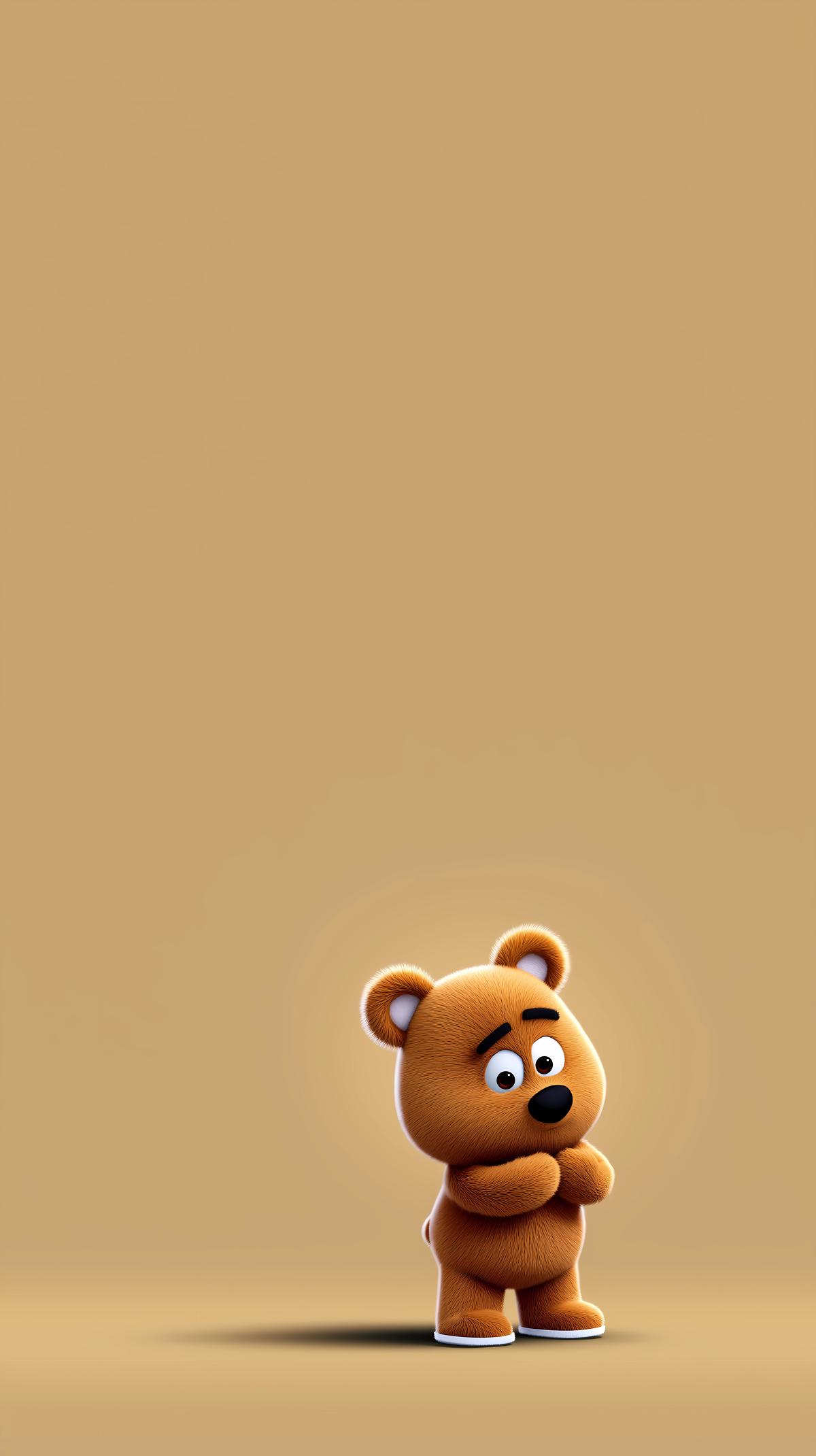 Cute Tiny Teddy Bear Minimal Mobile Wallpaper 4K wallpaper - Fantasy Wallpaper | Picmaze