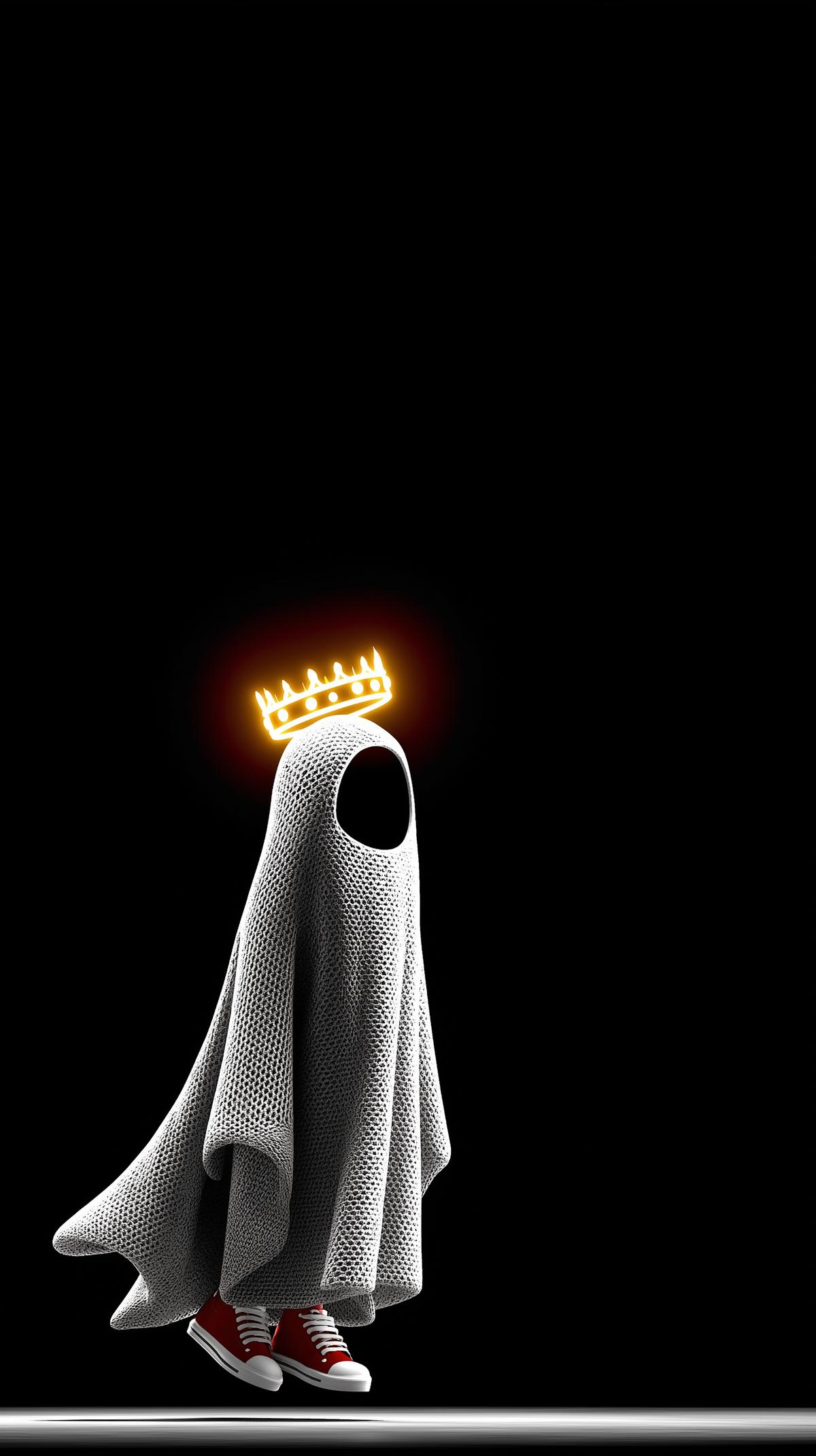 King Ghost Android Wallpaper – Minimal Crown Ghost Dark Background ...