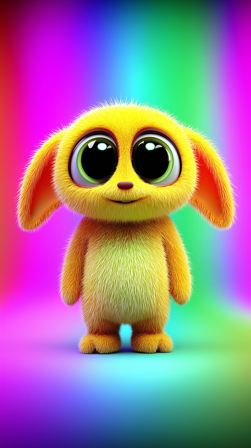 Cute Yellow Cartoon Bunny Wallpaper with Colorful Gradient - 3D Wallpaper mobile Wallpaper | Picmaze