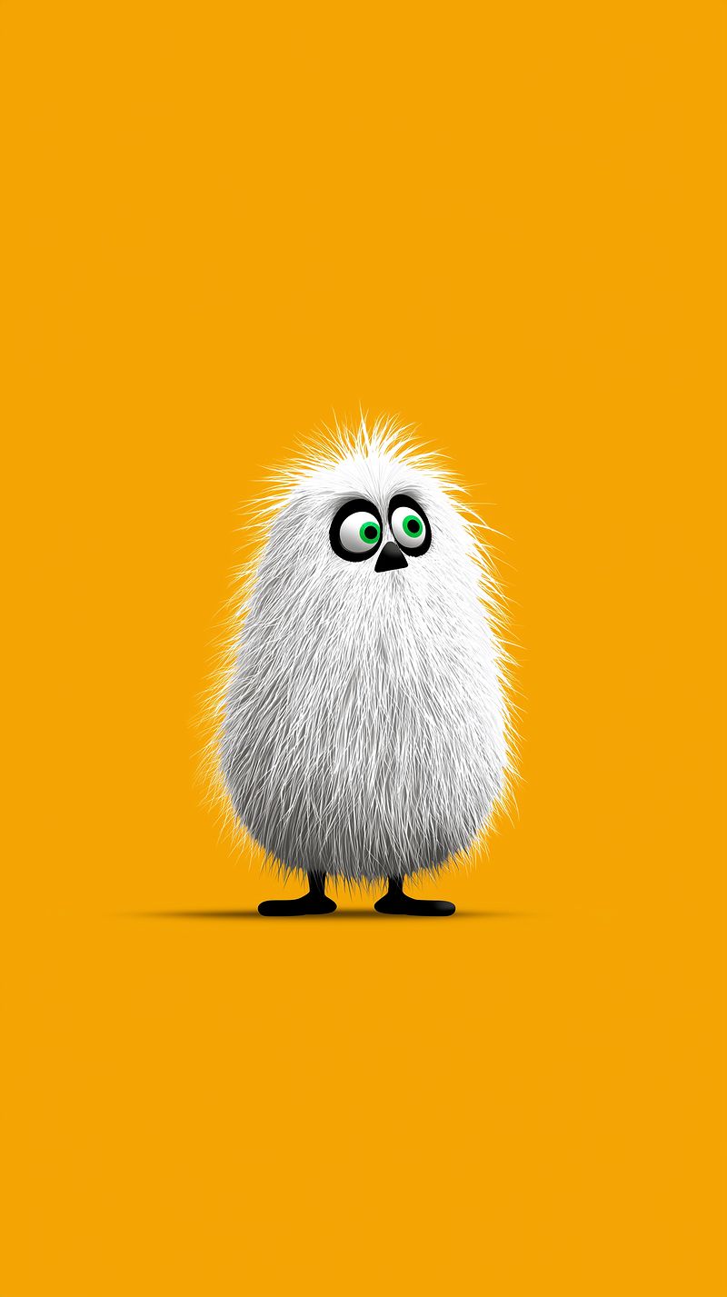 Cute Fluffy Cartoon Monster Wallpaper with Orange Background - Cute Animal Wallpapers mobile Wallpaper | Picmaze