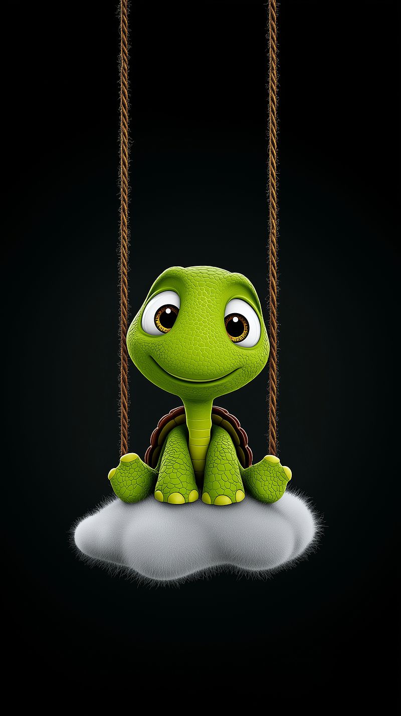 Cute Turtle on Cloud Swing Wallpaper 4K - NATURE mobile Wallpaper | Picmaze
