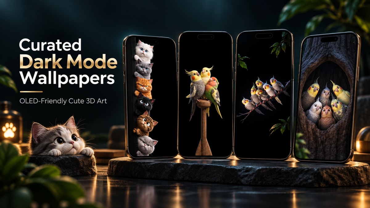 Curated Dark Mode Wallpapers: OLED-Friendly Cute 3D Art