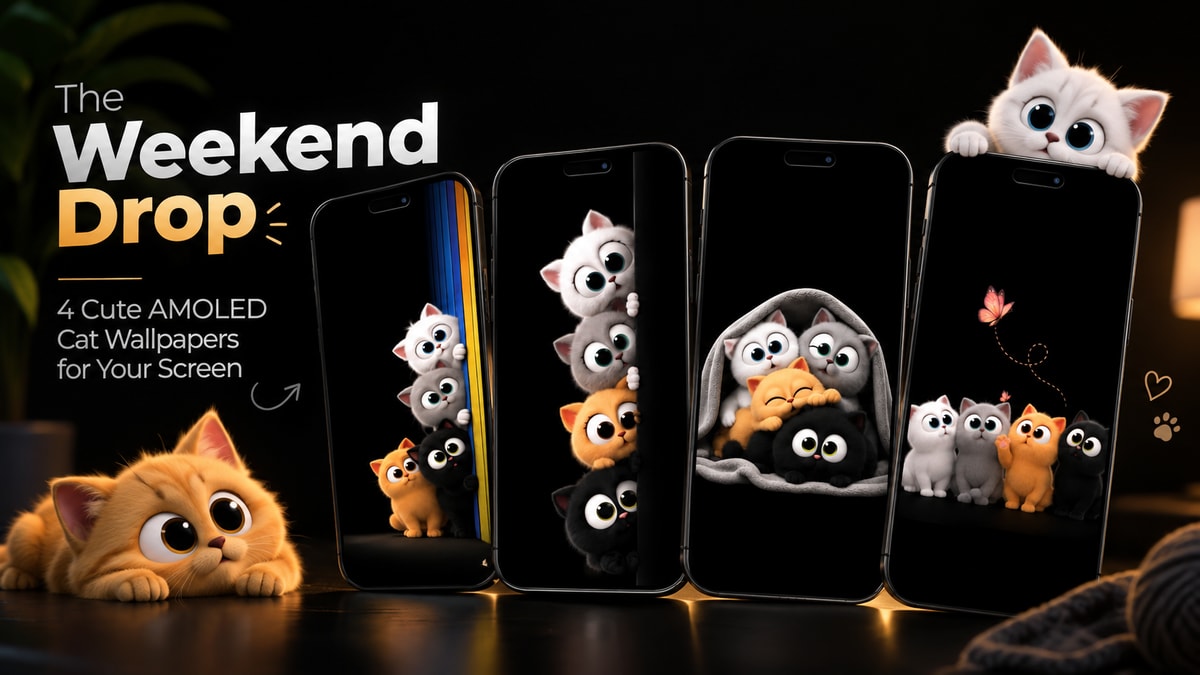 The Weekend Drop: 4 Cute AMOLED Cat Wallpapers for Your Screen