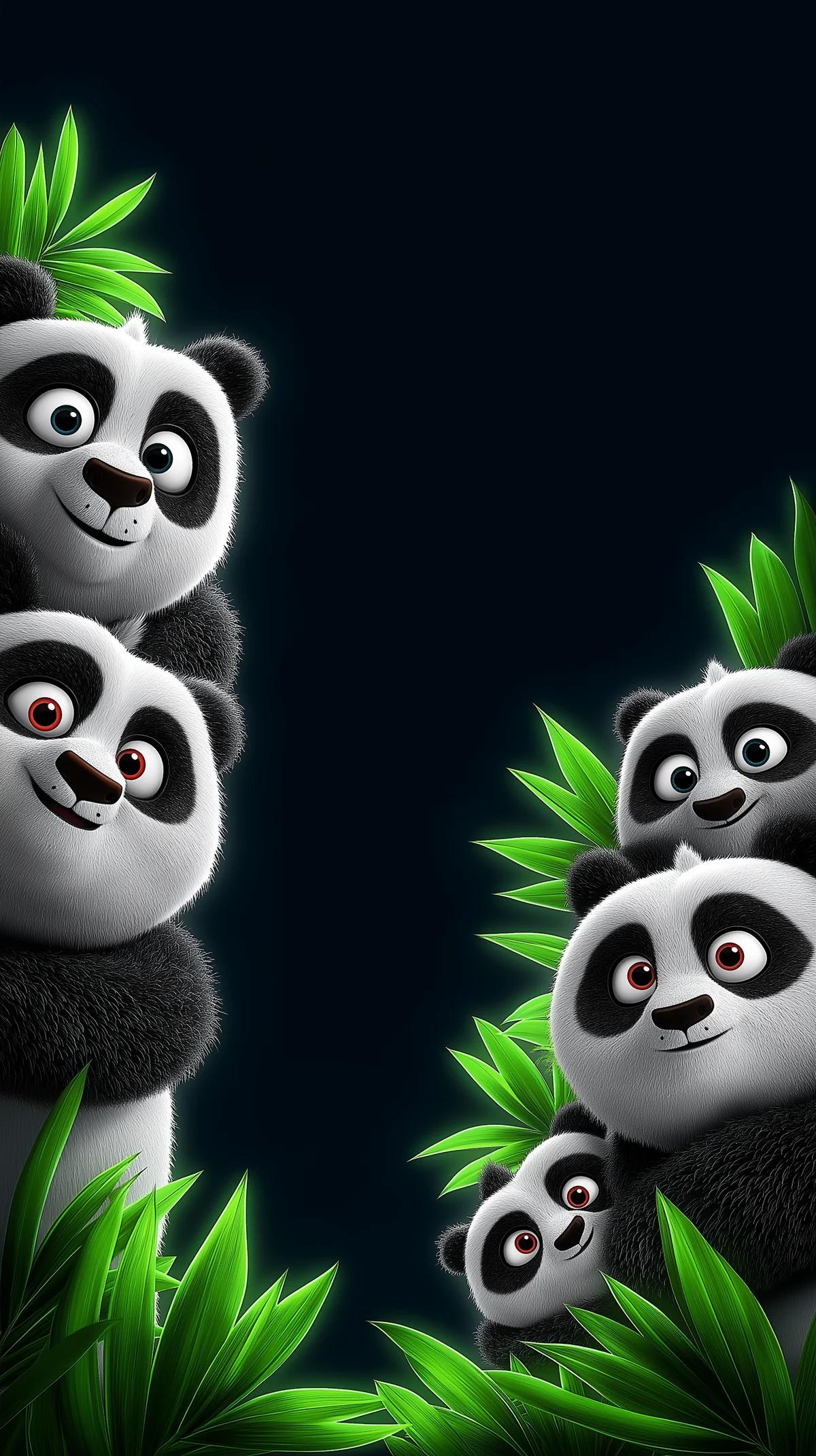 Cute Panda Family Wallpaper with Bamboo Minimal Dark Design wallpaper - Panda Wallpapers | Picmaze