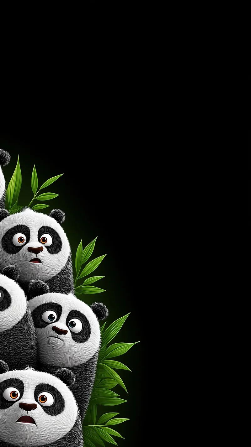Cute Panda Stack Wallpaper with Bamboo Dark Minimal Space - Panda Wallpapers mobile Wallpaper | Picmaze