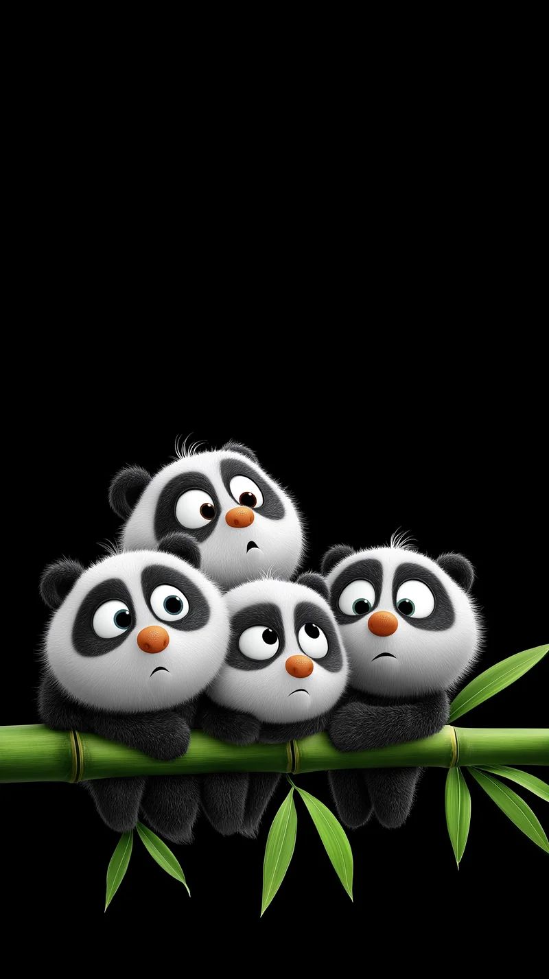 Cute Baby Panda Group on Bamboo Dark Minimal Wallpaper - Panda Wallpapers mobile Wallpaper | Picmaze
