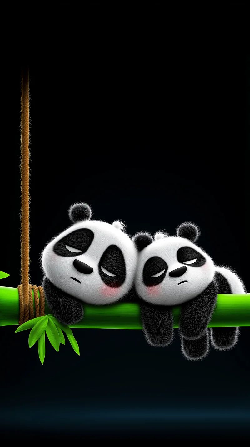 Sleeping Panda Couple on Bamboo Calm Dark Aesthetic Wallpaper - Panda Wallpapers mobile Wallpaper | Picmaze